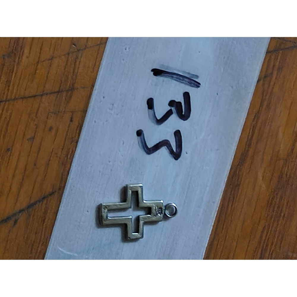 925 Sterling Silver Open Cutout Cross Charm Pendant Unisex vintage